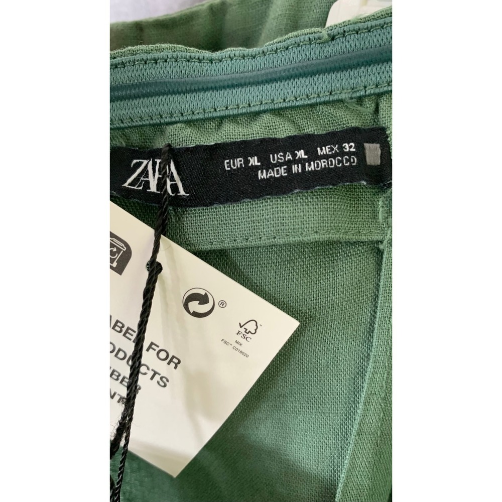 Zara Womens Green Linen Blend Strapless Midi Dress NWT XL - Picture 10 of 10